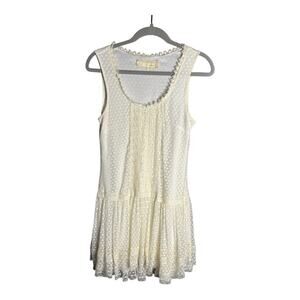 A’Reve White Sleeveless Drop Waist Ruffle Dress Size Small